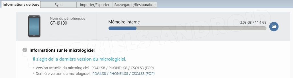 KIES : détection de la ROM XWLS8