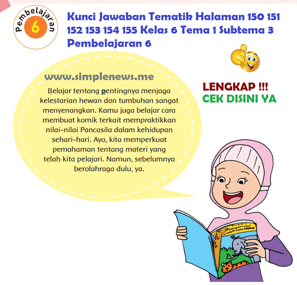 Lengkap Kunci Jawaban Tematik Halaman 150 151 152 153 154 155 Kelas 6 Tema 1 Subtema 3 Pembelajaran 6 Simple News Kunci Jawaban Lengkap Terbaru