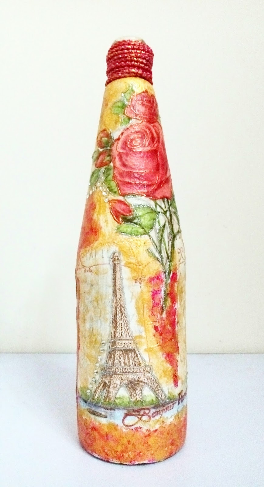 Craft Decor Glass Bottle Decoupage