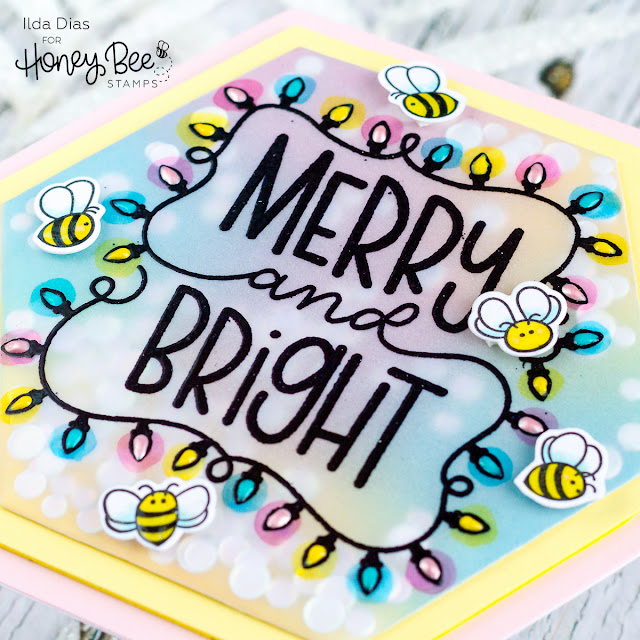 Honey Bee Hexagon Shaker Christmas Card | Honey Bee Stamps by ilovedoingallthingscrafty.com