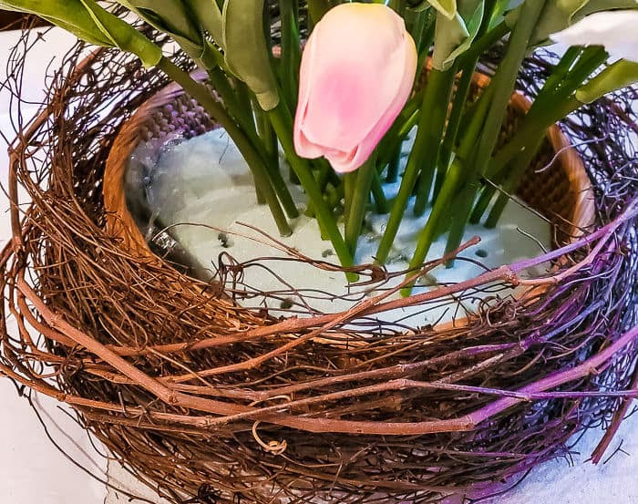 DIY Spring Nest Centerpiece with Tulips and Daffodils