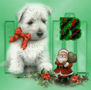 Alfabeto navideño Santa y perrito. 