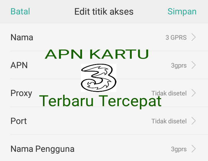 Cara APN Kartu 3 (Tri Three) 3g 4g Tercepat Super Ngebut Terbaru 2023