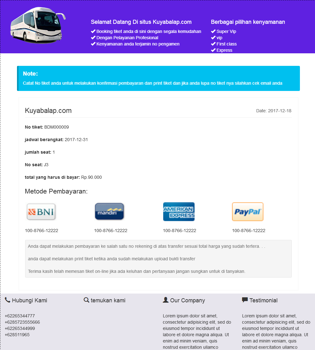 Download source code pemesanan tiket dan tempat duduk bus Download source code pemesanan tiket dan tempat duduk bus