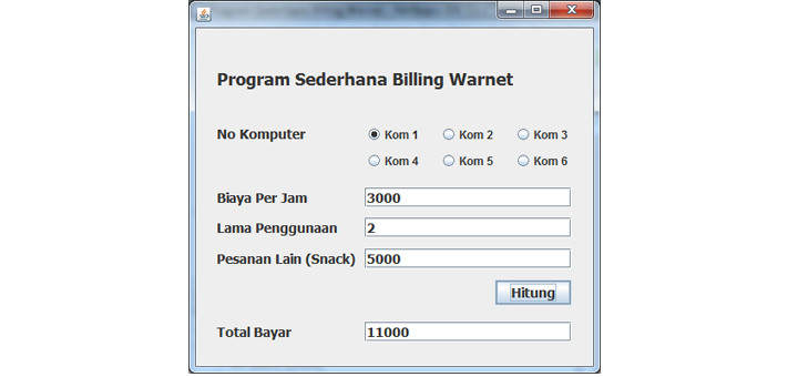 Membuat Program Billing Warnet Dengan Java