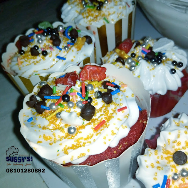 Red Velvet cupcakes with whipping cream