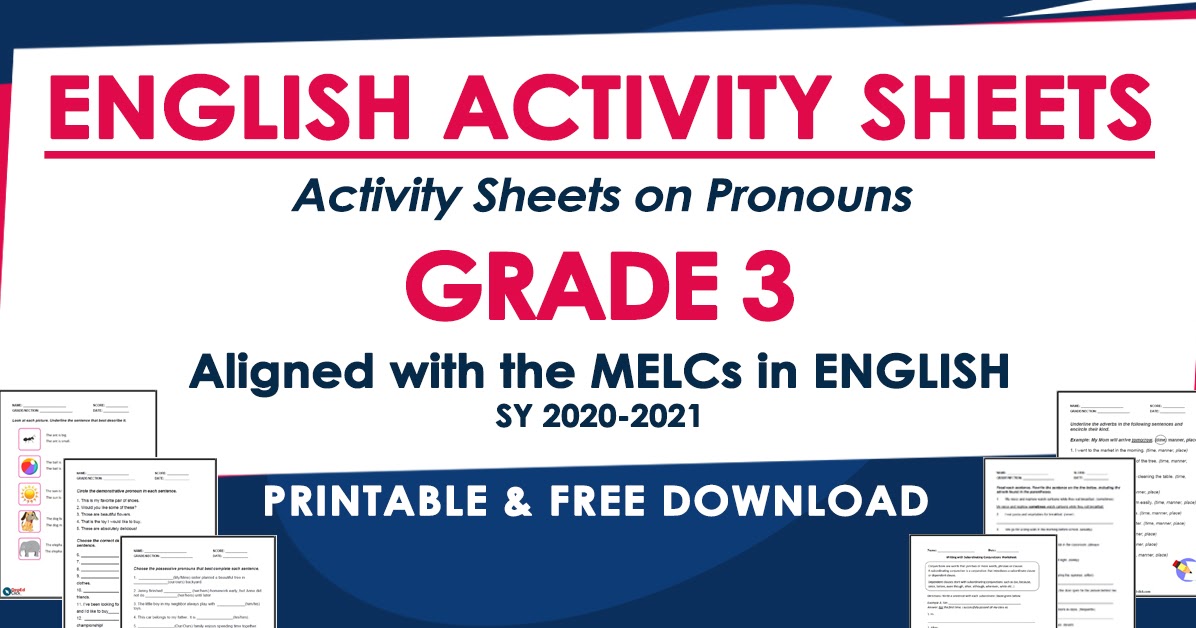 ENGLISH ACTIVITY SHEETS For GRADE 3 Pronouns Based On MELCs DepEd Click