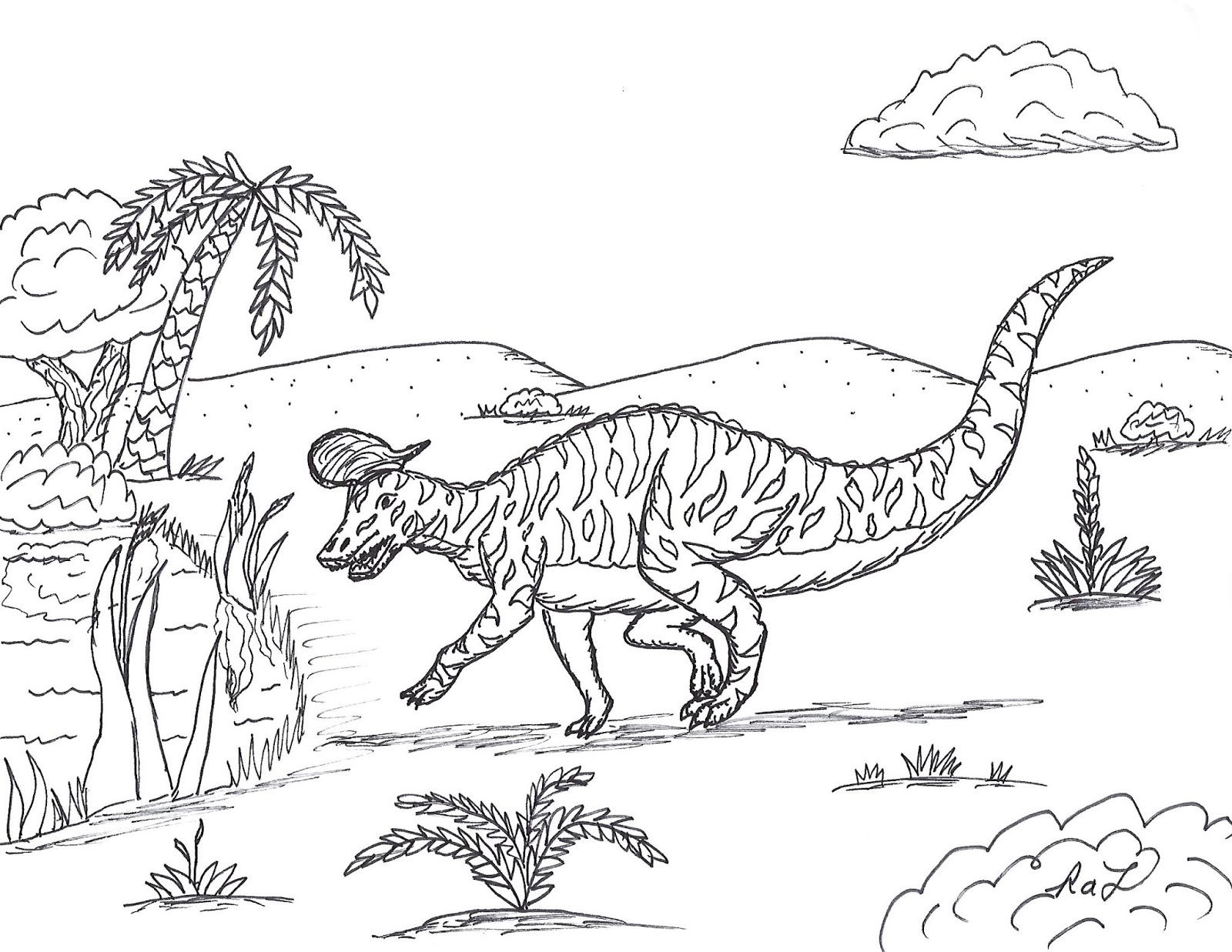 Robin's Great Coloring Pages: Olorotitan the Duck-Billed Dinosaur from Russia & Lambeosaurus ...