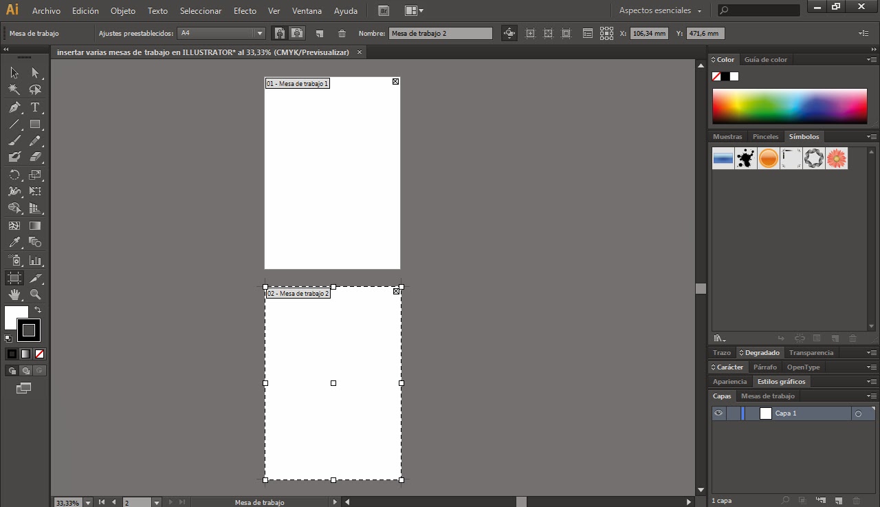 Insertar varias mesas de trabajo en un mismo archivo de ILLUSTRATOR