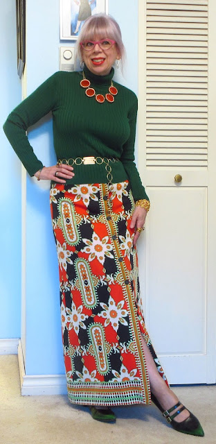 Ephemera: Funky Friday: Vintage Maxi Skirt and Green Bookends