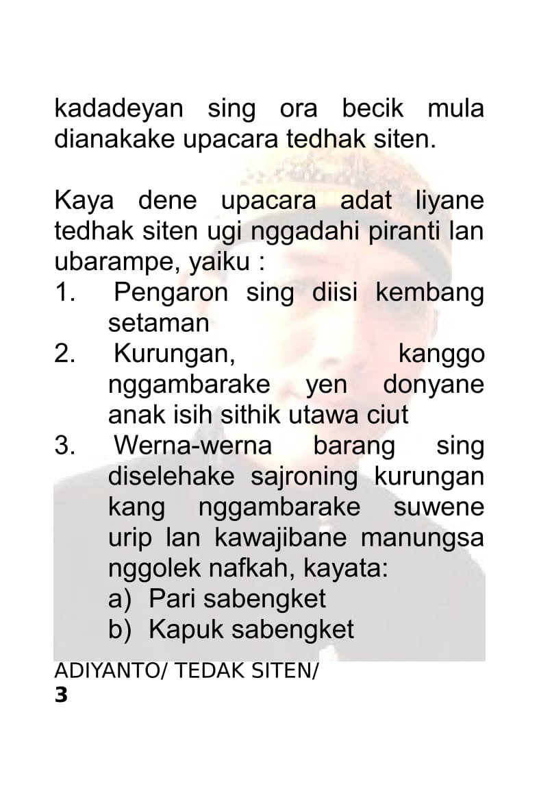 SEKAR ADI WIRAMA ACARA TEDAK SITEN