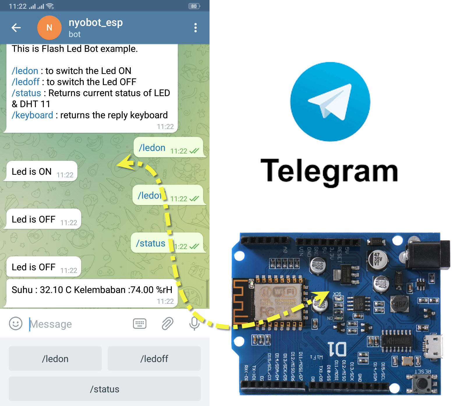 ESP8266 - @Telegram_Bot - Part 1 : LED dan DHT11 ~ CARA MUDAH BELAJAR ...