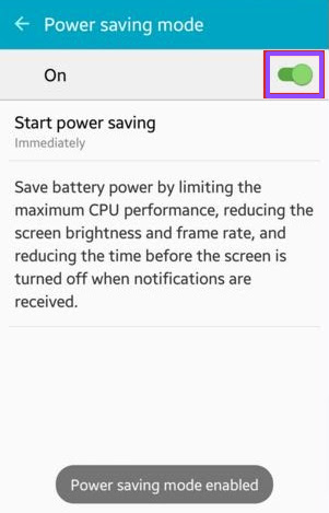 Enable Power Saving Mode For Fast Charging