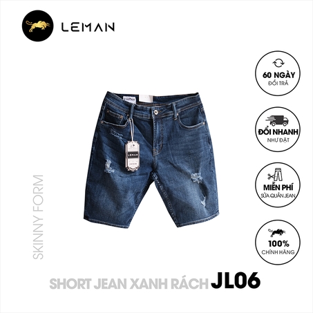 QUẦN SHORT JEAN NAM XANH RÁCH 06 SKINNY FORM