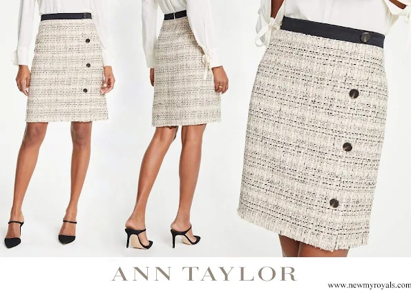 Princess Madeleine wore Ann Taylor tweed button a-line skirt