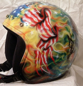 Airbrush art on motorcycle helmet. moto.