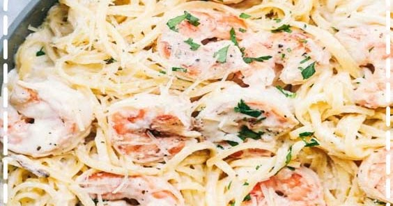 Creamy Garlic Shrimp Alfredo Pasta - Vegan Recipes Delivered