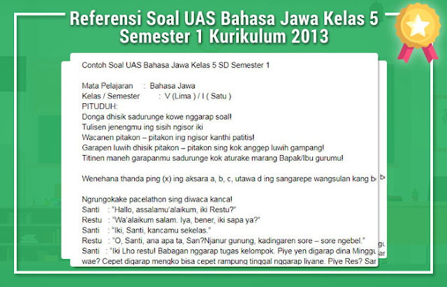 Referensi Soal UAS Bahasa Jawa Kelas 5 Semester 1