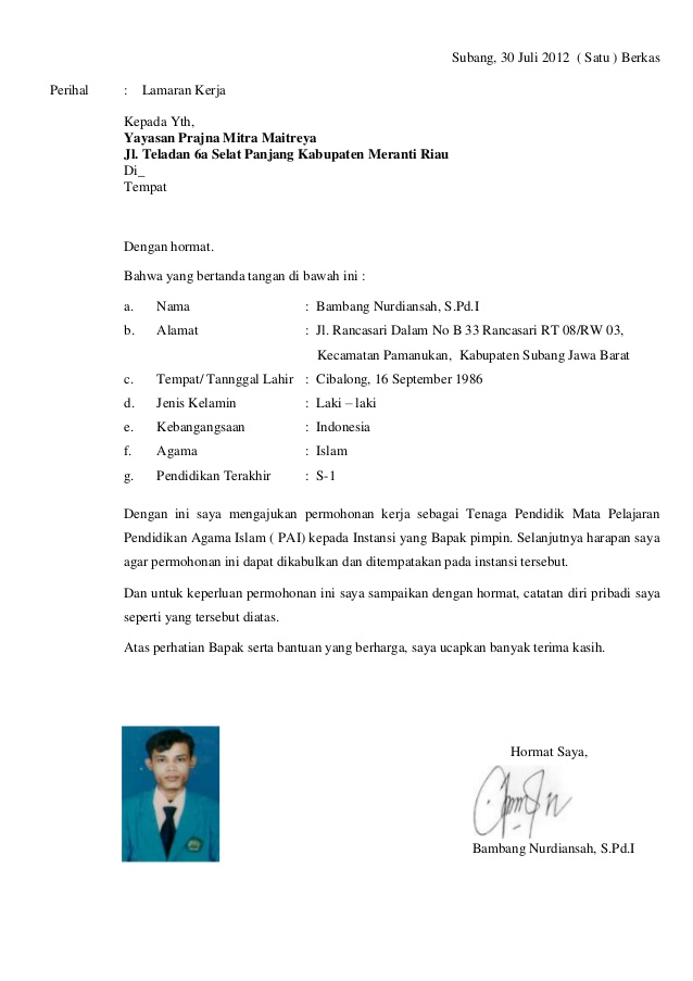 Cara Membuat Application Letter Bahasa Inggris