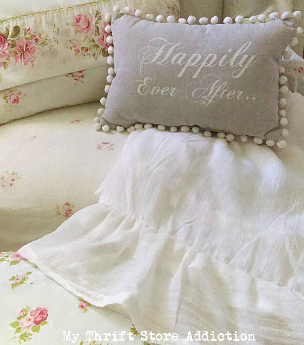 DIY ruffled linen gauze summer throw 