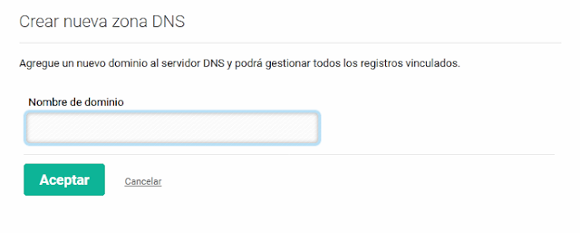 Crear nueva zona DNS Agregar dominio .com.ve a CDMON