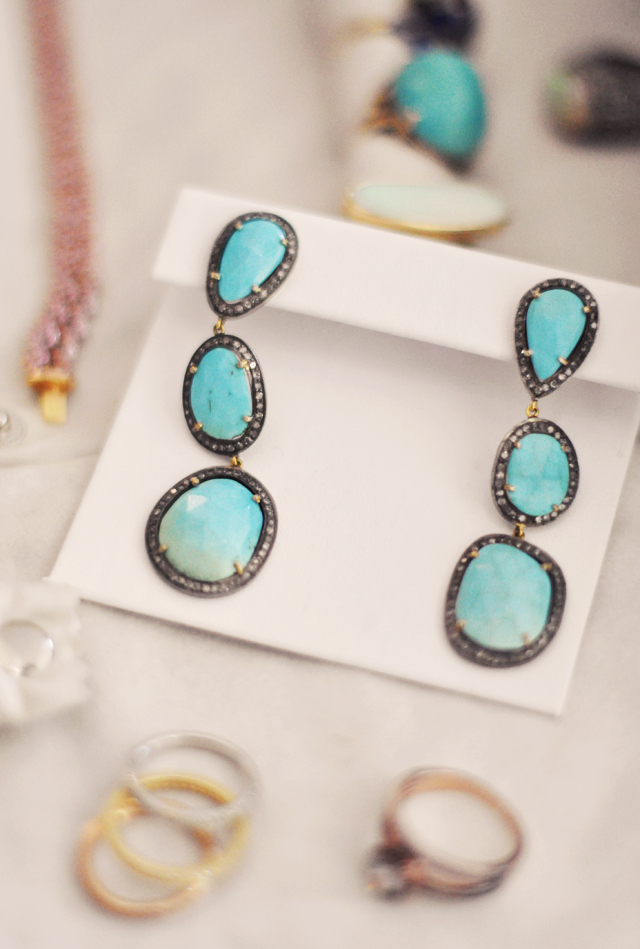 turquoise and diamond earrings