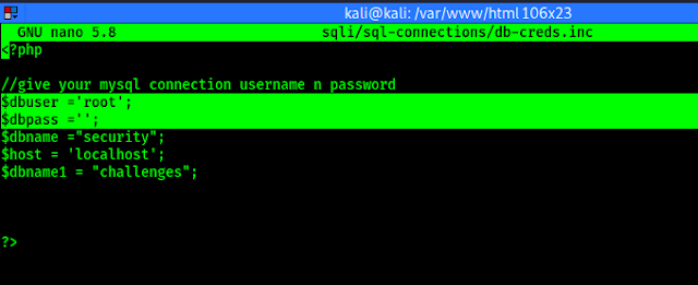 sqlilabs databse username and password changing sqlilabs databse username and password changing