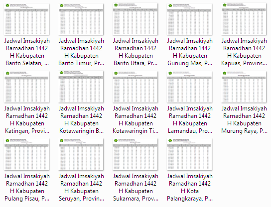 Kumpulan Jadwal Imsakiyah Ramadhan 1442 H Seluruh Kabupaten/Kota di Provinsi Kalimantan Tengah