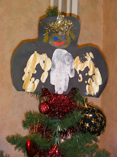 handprint painted christmas tree angel