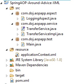 Spring AOP Around Advice Example using XML Config