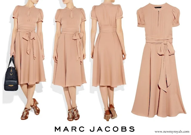 Crown Princess Mary wore MARC JACOBS Mimi Old Rose Belted Silk Crepe Dress