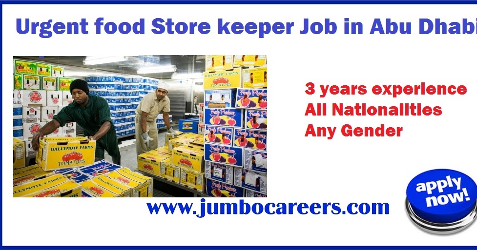 Urgent Food Store Keeper Job Vacancy in Abu Dhabi with