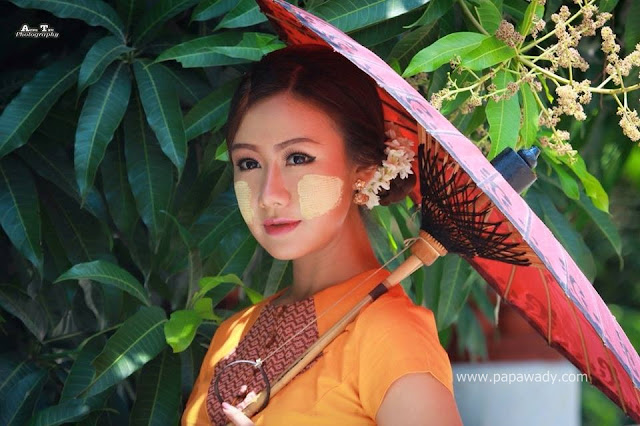 Beauty of Myanmar Girl  Chan Moe Lay with Myanmar Dress