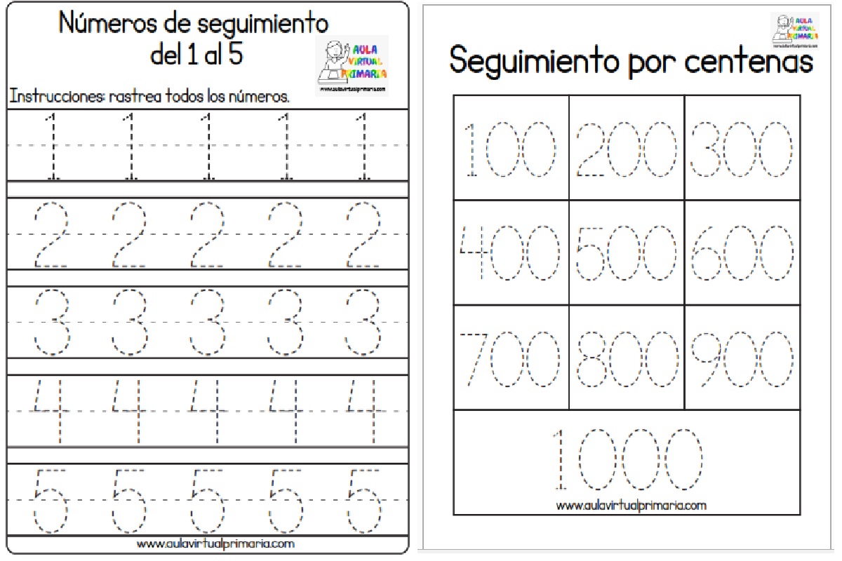 Divertidos Trazos De Los Números Del 1 Al 1000 Zona Educacion