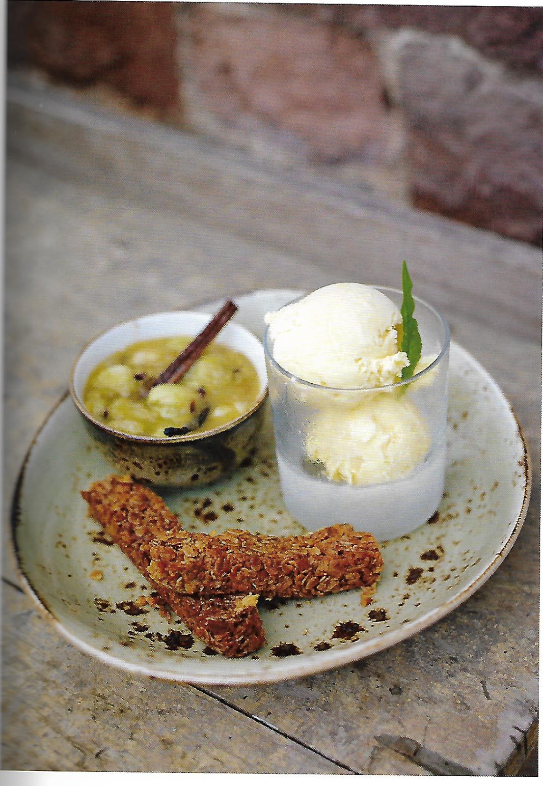 BAKED GOOSEBERRIES WITH LEMON VERBENA ICE CREAM & FLAPJACK Best Recipes
