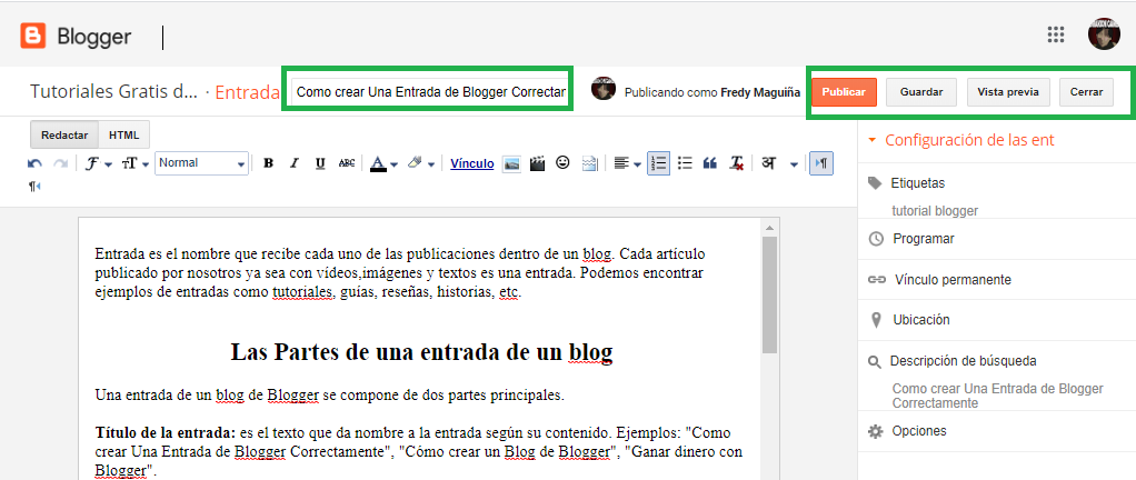 Edición de Una Entrada en Blog de Blogger Correctamente - Tutoriales ...