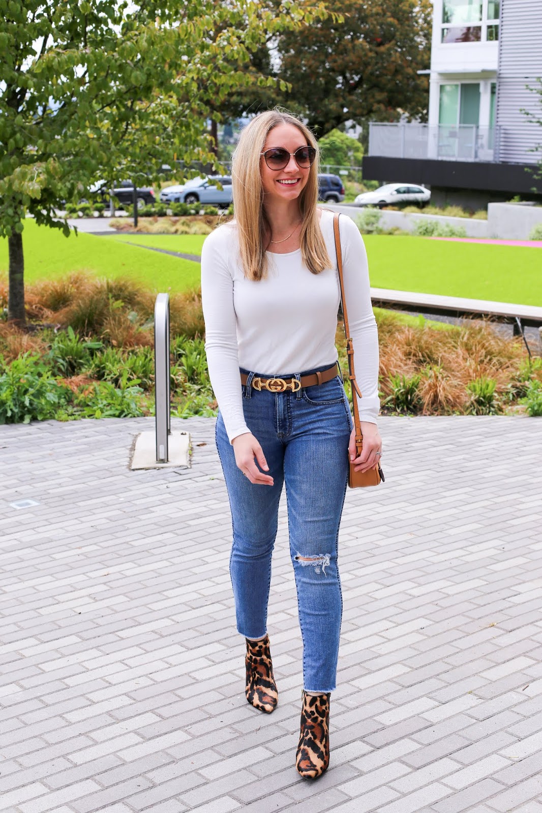 Spring Style: Bodysuit + Distressed Jeans + Statement Belt