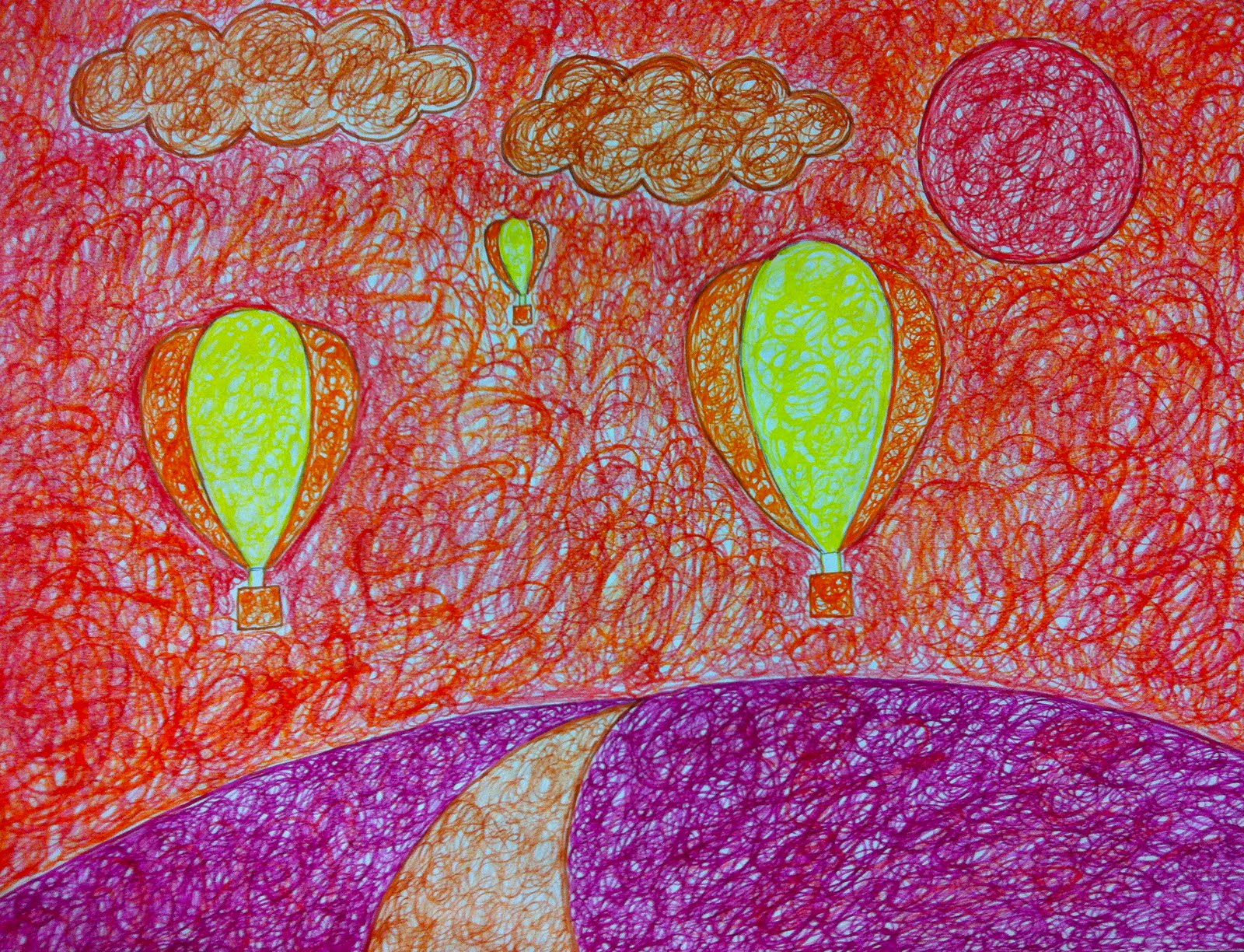 Kirby Middle Visual Art: Pointillism and Scribble Art (In Crayola Marker)