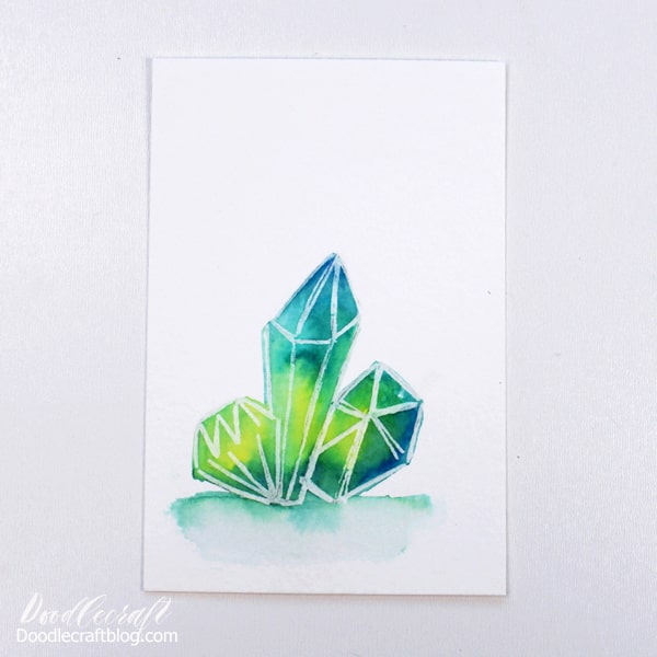How to paint watercolor galaxy crystals for beginners