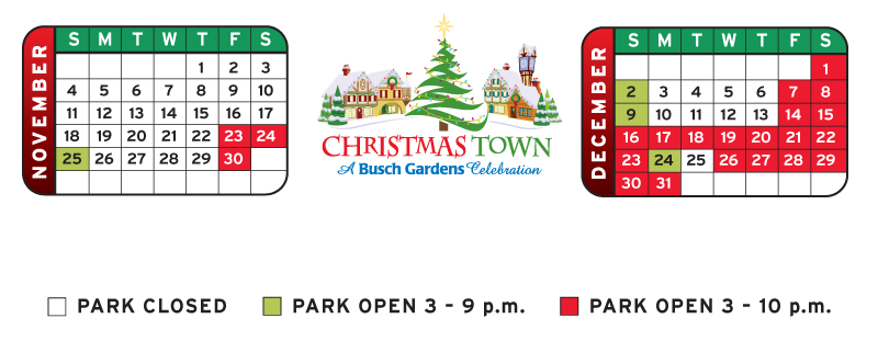 Image result for christmas town at busch garden calendar