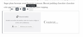 La opción de "medios y texto" de Wordpress sirve para colocar una imagen, junto a un párrafo de texto. La opción de "medios y texto" de Wordpress sirve para colocar una imagen, junto a un párrafo de texto.
