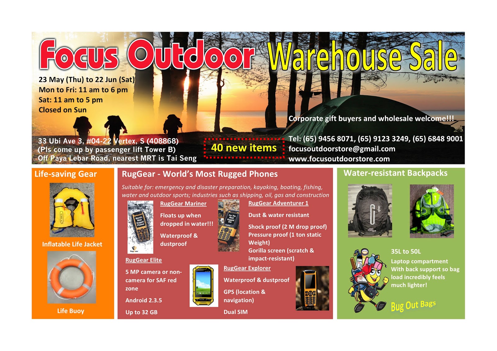 Tua Lobang Focus Outdoor Warehouse Sale33 Ubi Ave 3, Till 22 Jun 2013