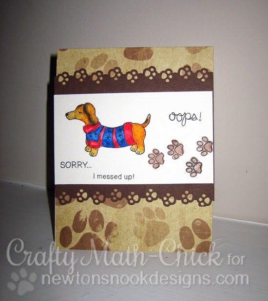 Naughty Puppy Dachshund in Sweater card by Crafty Math-Chick | Stamps by Newton's Nook Designs