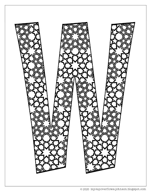 Letter W design coloring page