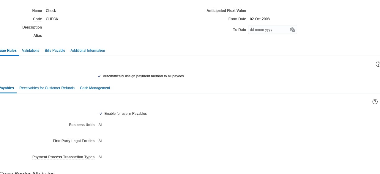 Oracle Application's Blog How to Create the Supplier Payment method in
