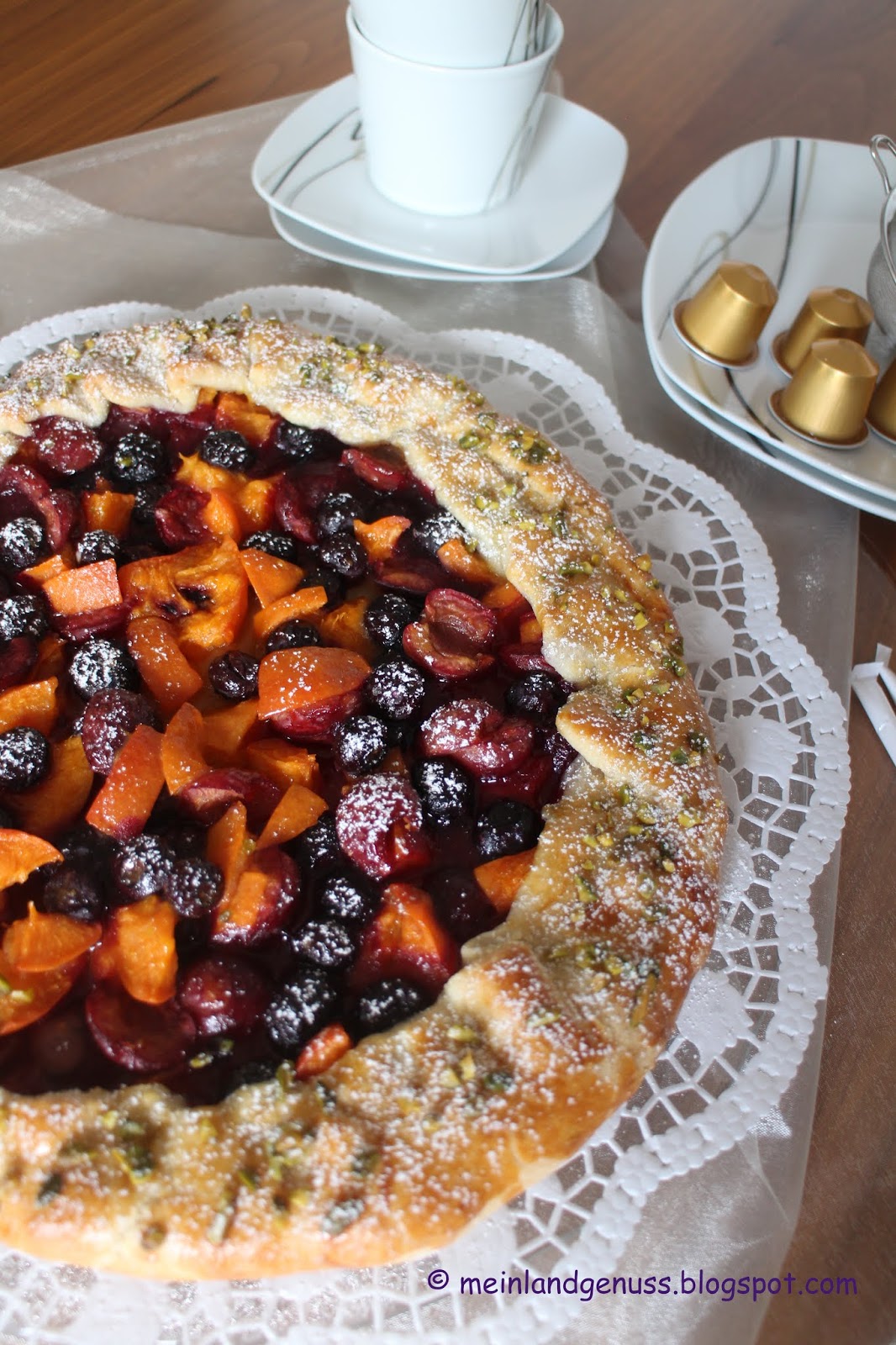 mein Land und Gartengenuss : Heidelbeer-Aprikosen-Galette