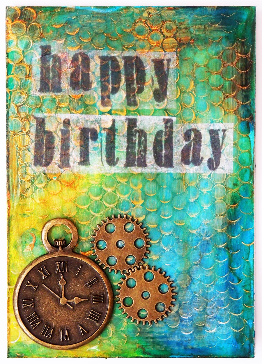 Inky Dinky Doodle Quick Mixed Media Birthday Card
