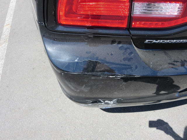 Smashed bumper on 2013 Dodge Charger