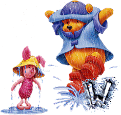 Abecedario Animado de Winnie the Pooh y Piglet Jugando Bajo la Lluvia.