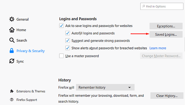 Contraseñas guardadas en Firefox